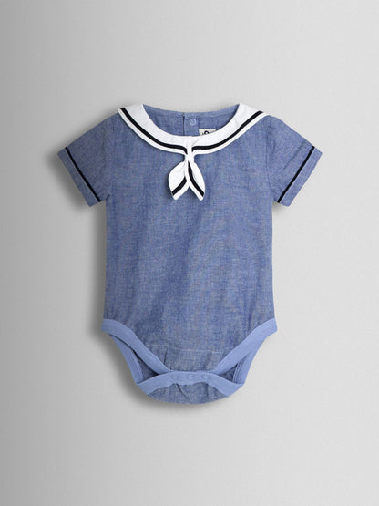 JoJo Maman Bébé Blue 2-Piece Sailor Collar Body & Shorts Set image 3