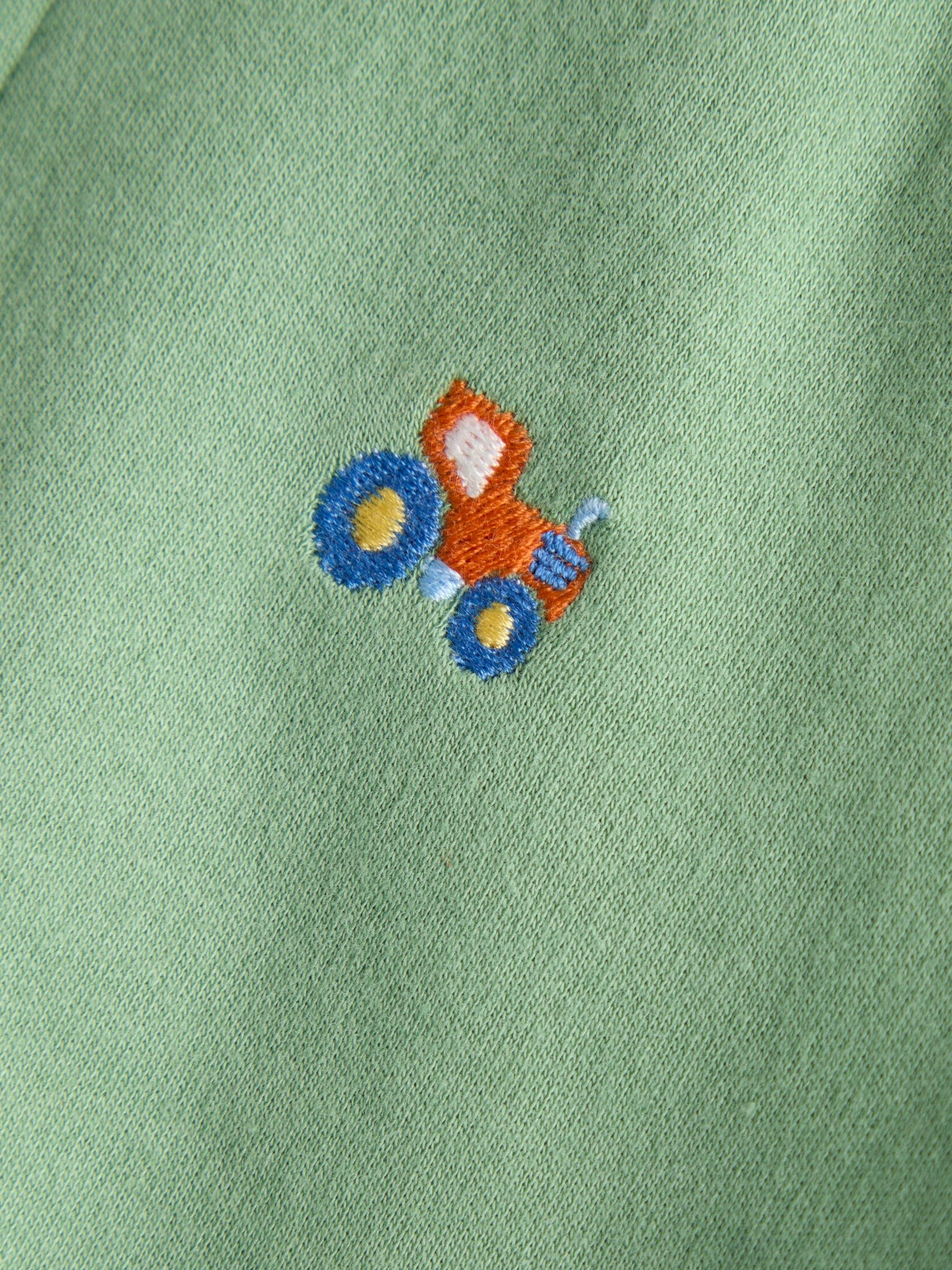 JoJo Maman Bébé Green Tractor Embroidered Polo Shirt image 4