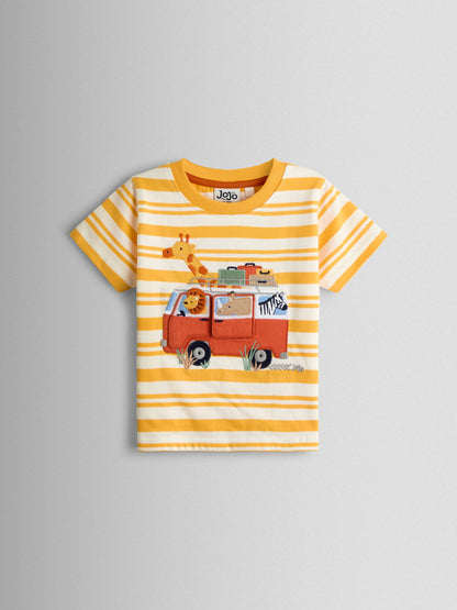 JoJo Maman Bébé Yellow Safari Appliqué T-Shirt image 1