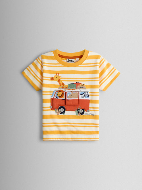 JoJo Maman Bébé Yellow Safari Appliqué T-Shirt image 1
