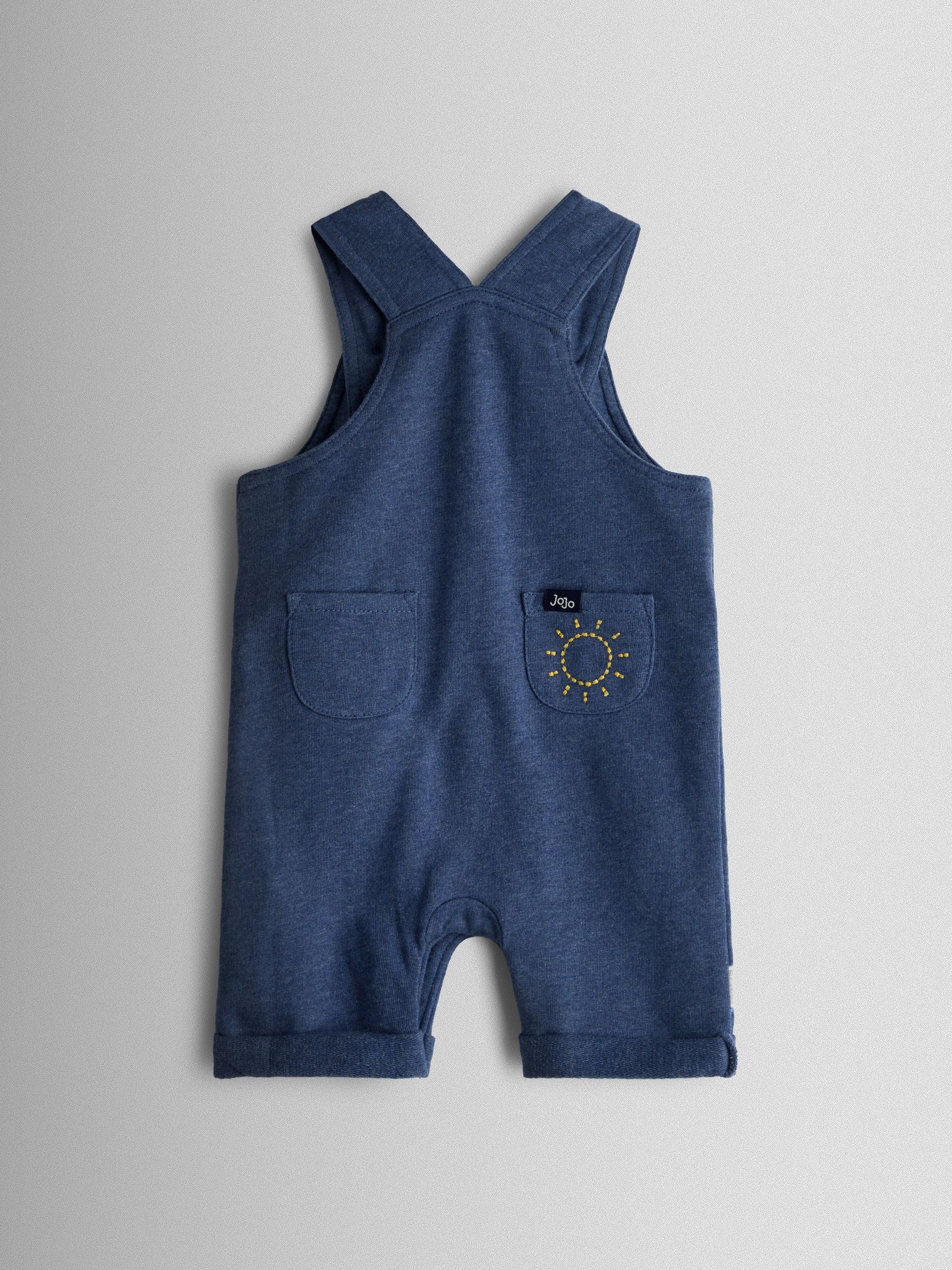 JoJo Maman Bébé Blue Boat 2-Piece Appliqué Dungarees & T-Shirt Set image 3
