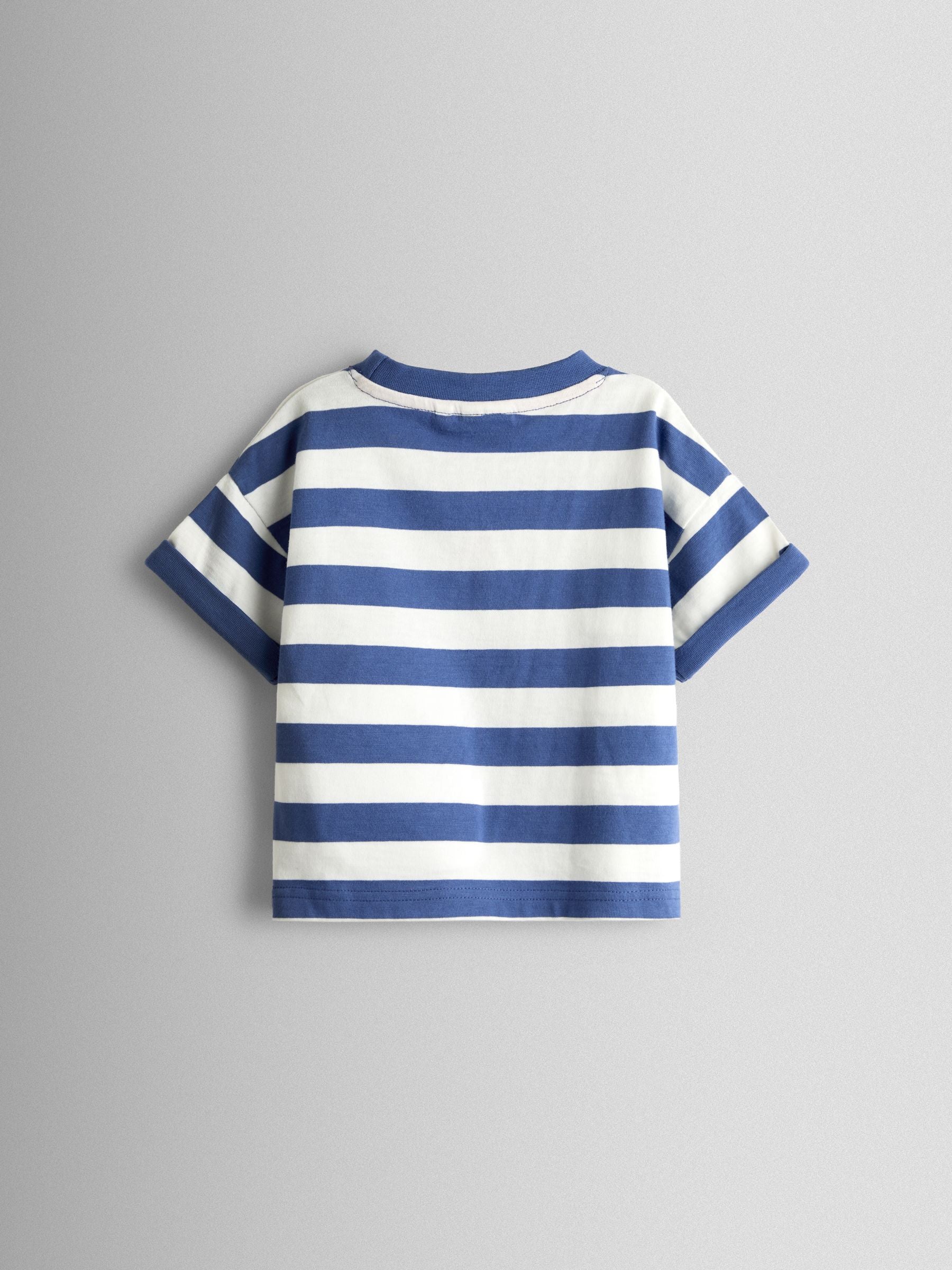JoJo Maman Bébé Blue Stripe Boucle Crab Applique T-shirt image 2