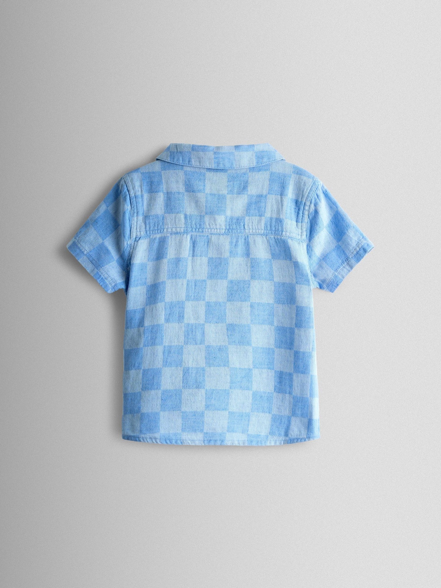 JoJo Maman Bébé Blue Checkerboard 2-Piece Shirt & Short Set image 4