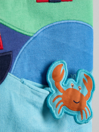 JoJo Maman Bébé Blue Lighthouse Scene Appliqué T-Shirt image 3