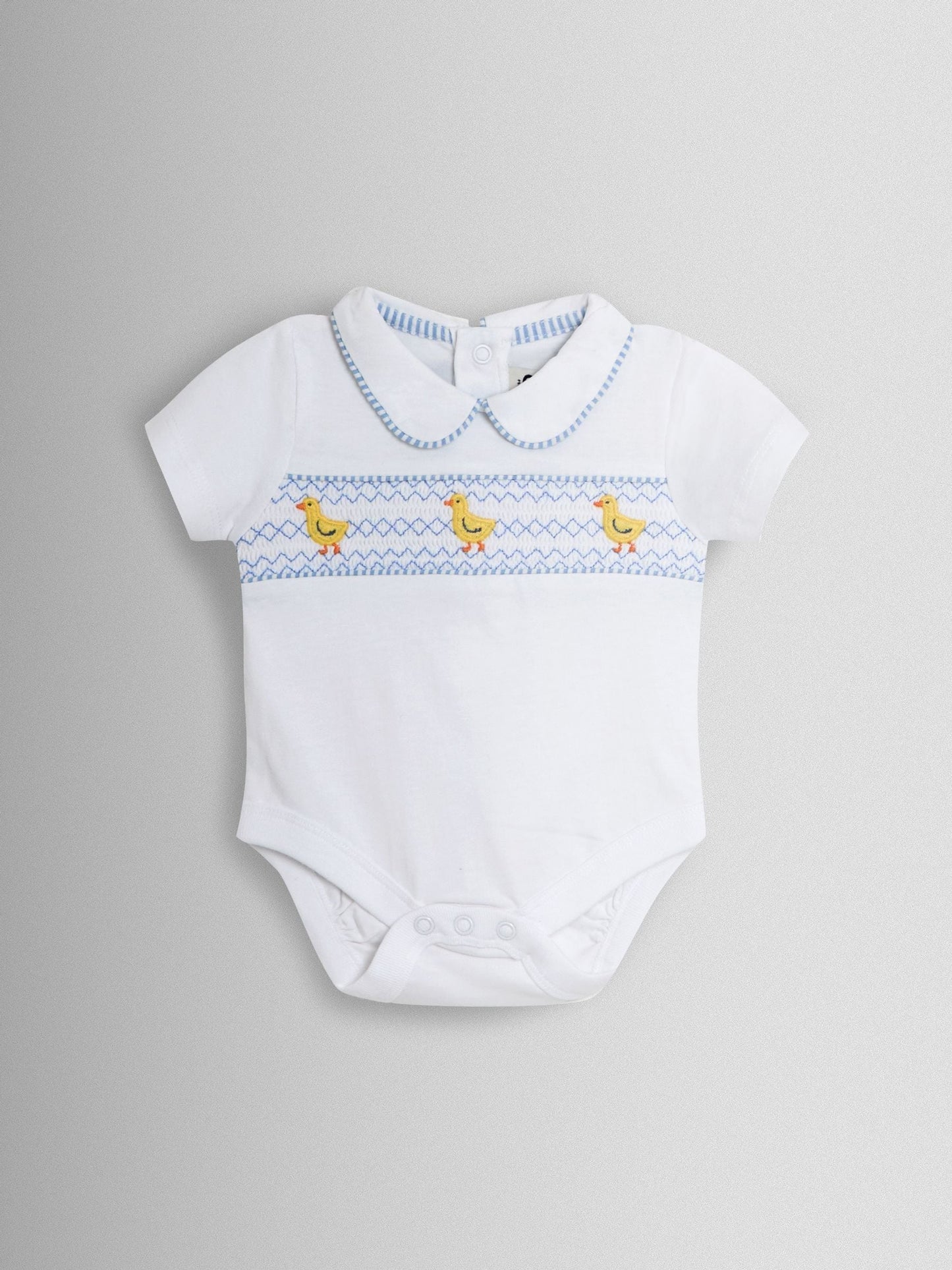 JoJo Maman Bébé Light Blue Chick Embroidered Body & Shorts Set 2 Piece image 3