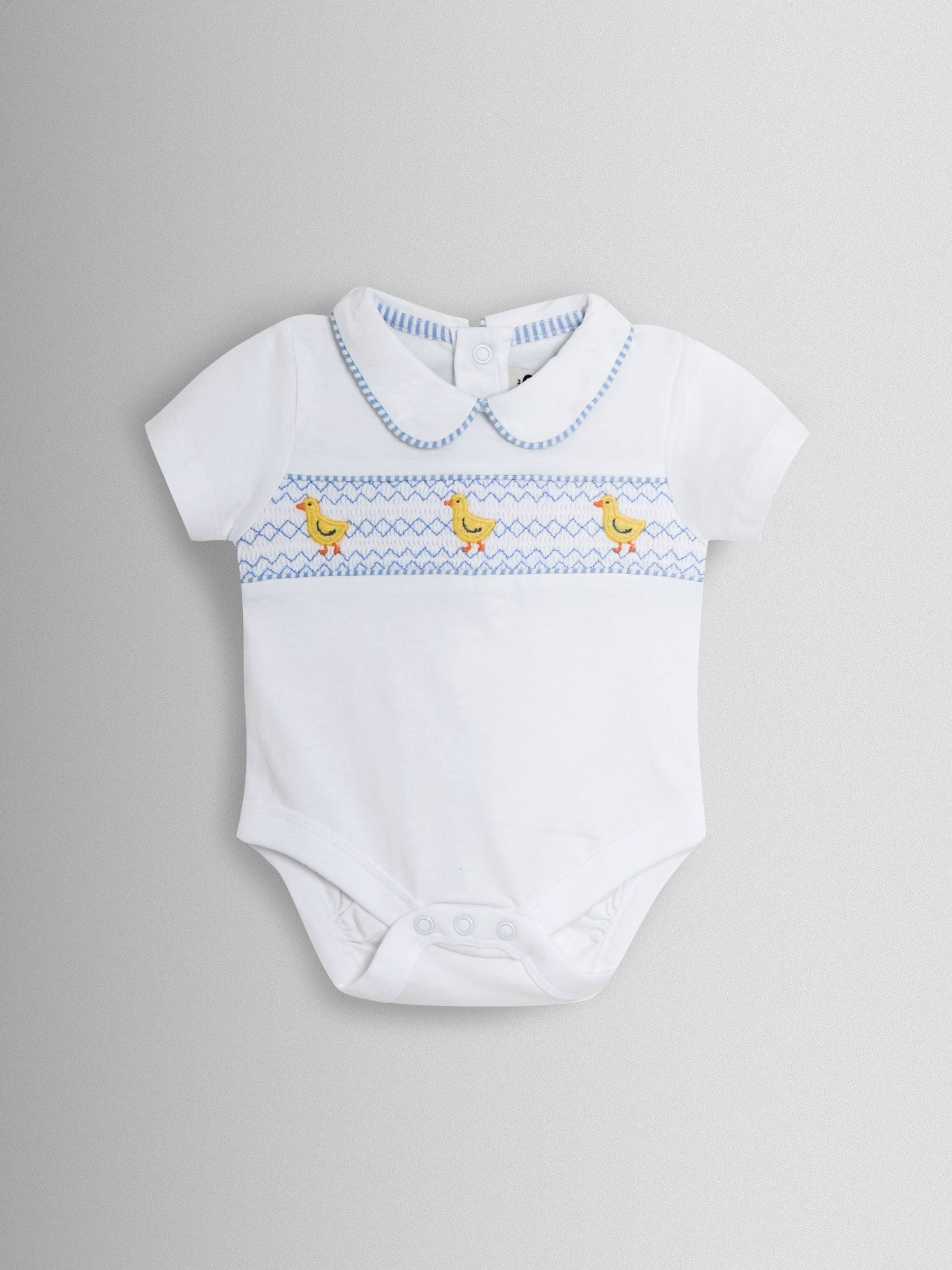 JoJo Maman Bébé Light Blue Chick Embroidered Body & Shorts Set 2 Piece image 3