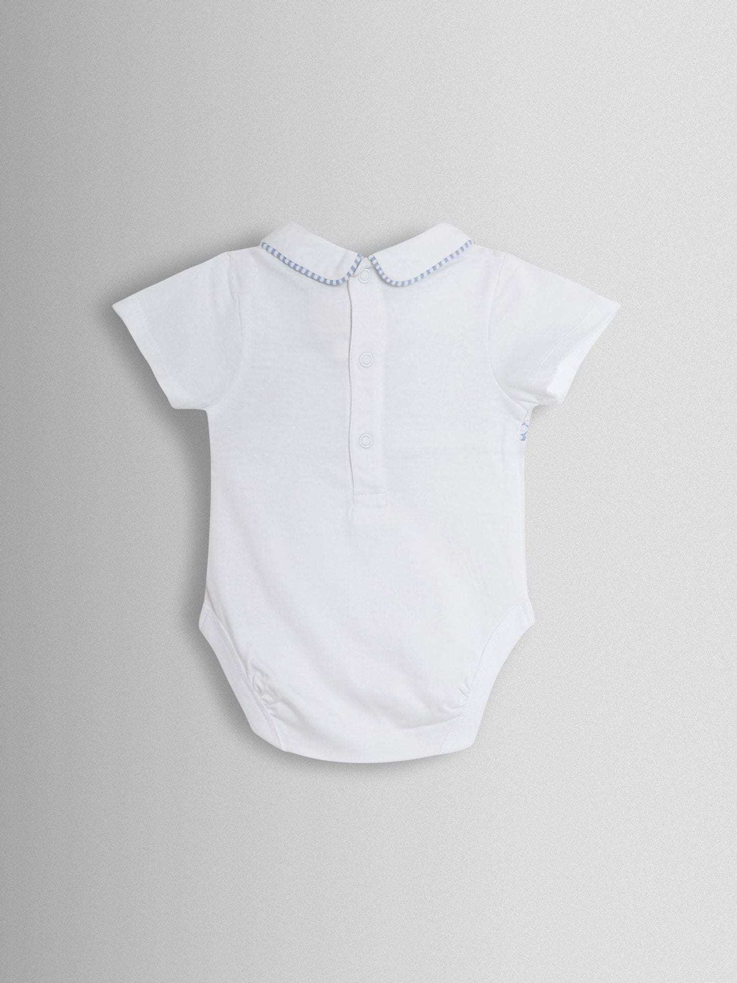 JoJo Maman Bébé Light Blue Chick Embroidered Body & Shorts Set 2 Piece image 4