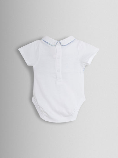 JoJo Maman Bébé Light Blue Chick Embroidered Body & Shorts Set 2 Piece image 4