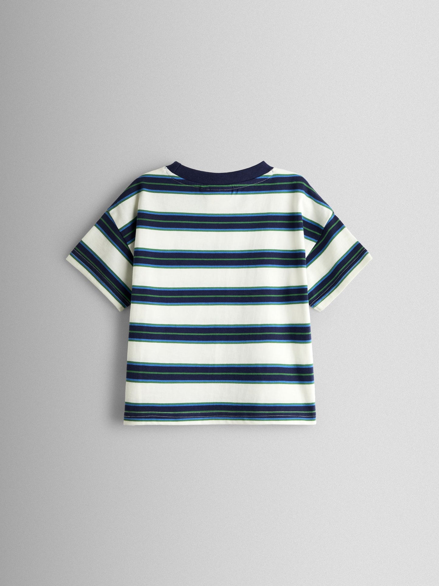 JoJo Maman Bébé Navy Blue Stripe Digger Applique T-Shirt image 2