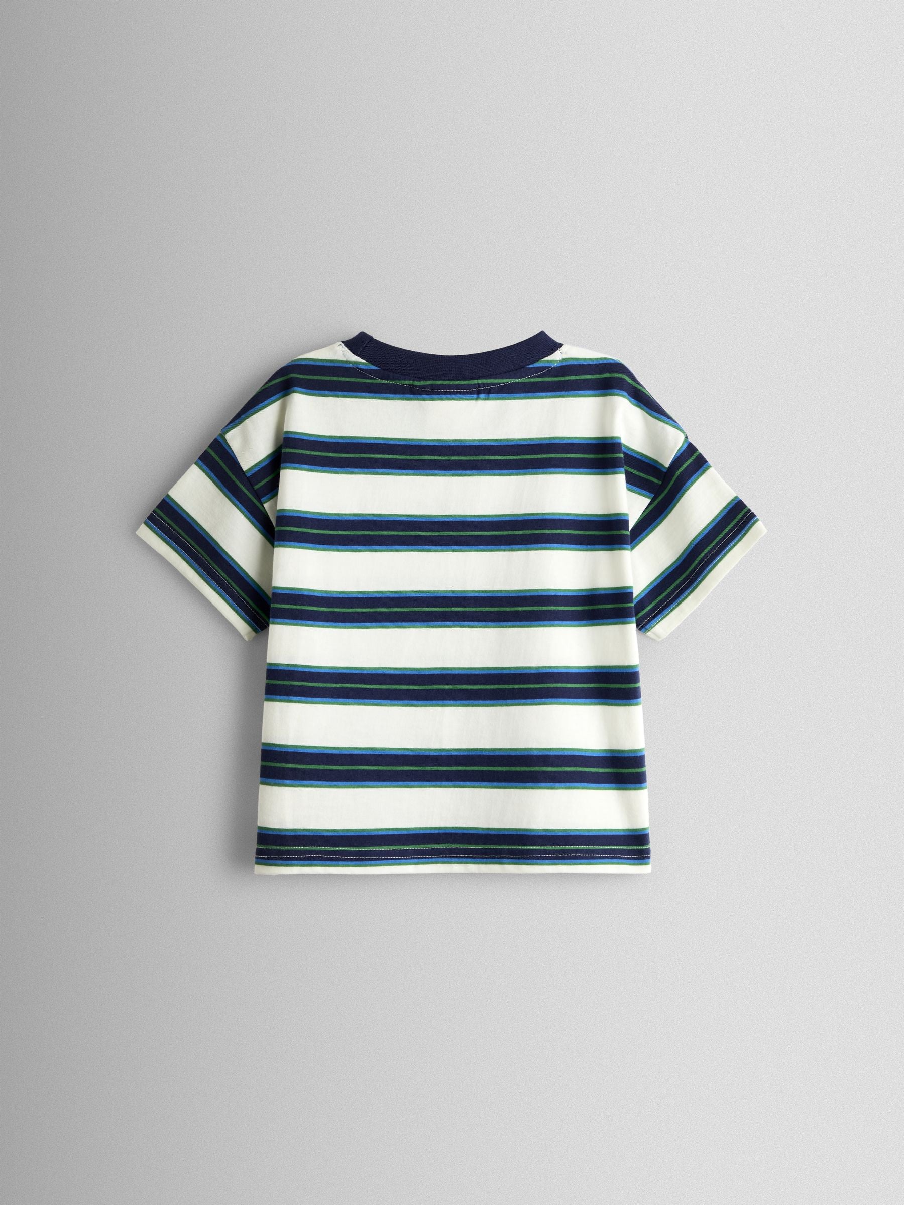 JoJo Maman Bébé Navy Blue Stripe Digger Applique T-Shirt image 2