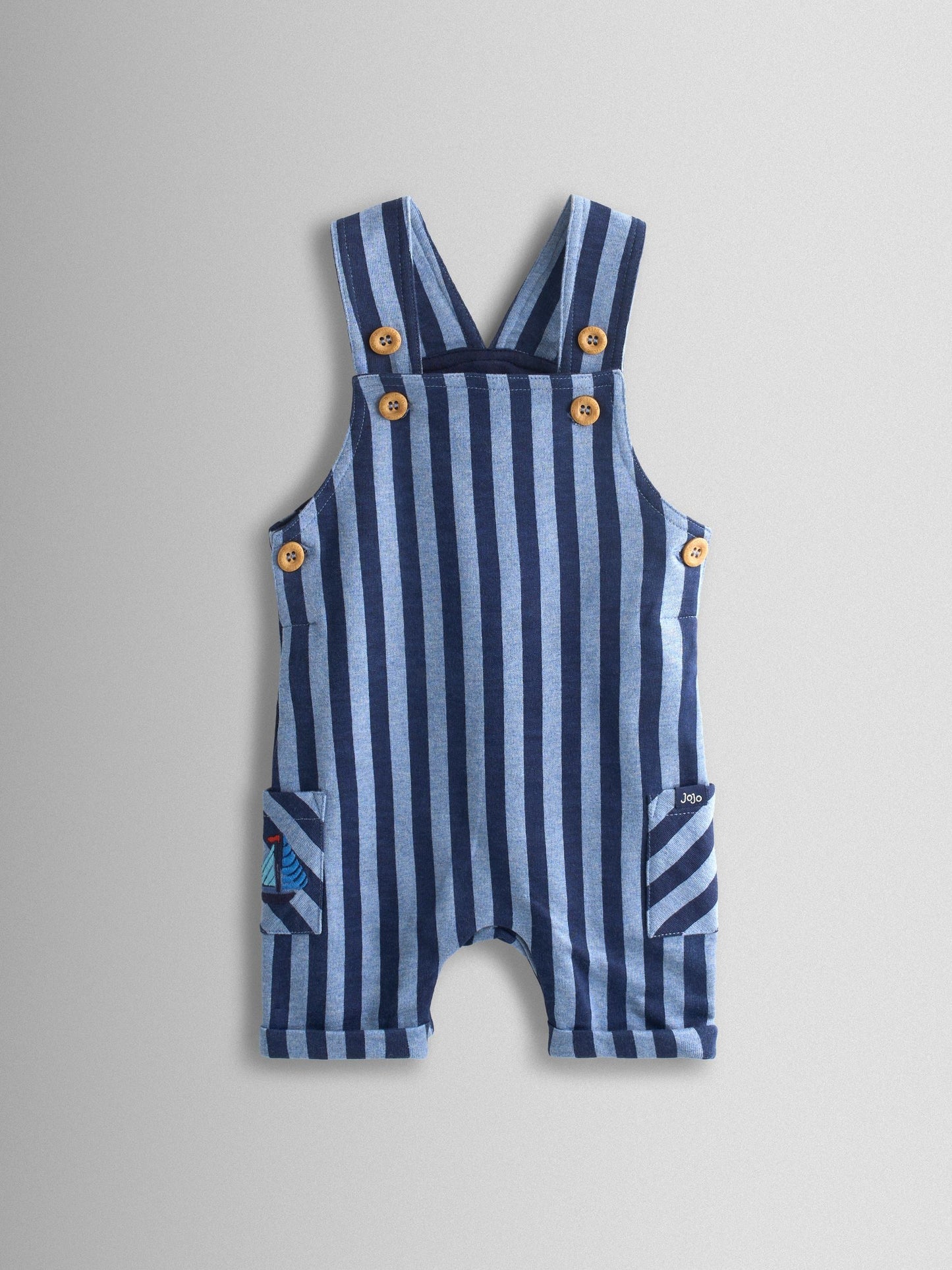JoJo Maman Bébé Blue 2-Piece Stripe Dungarees & T-Shirt Set image 4