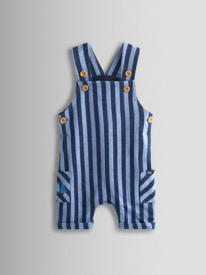 JoJo Maman Bébé Blue 2-Piece Stripe Dungarees & T-Shirt Set image 4