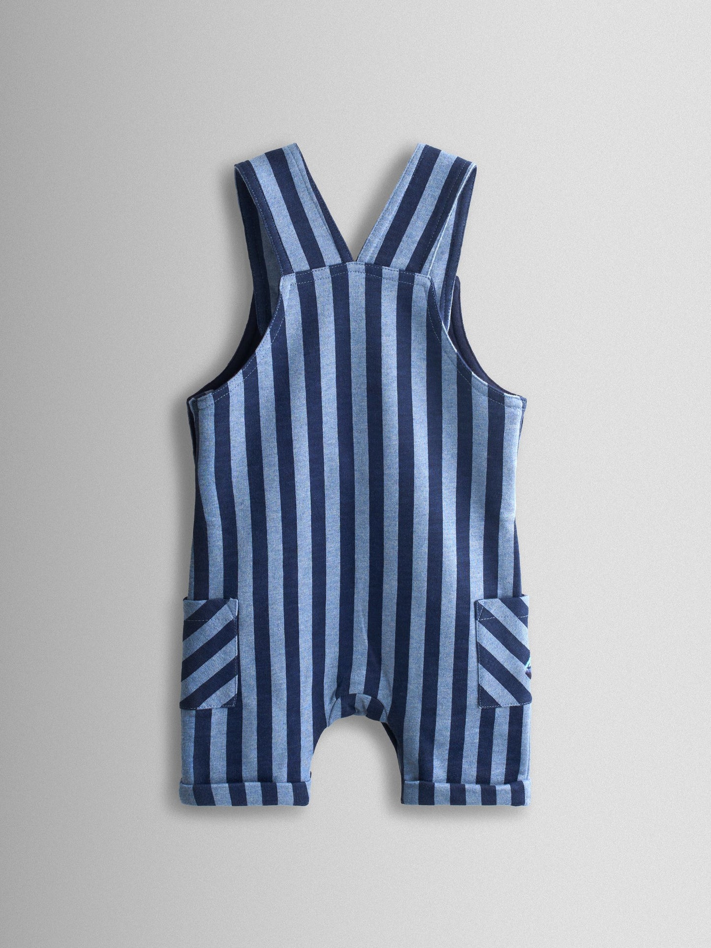 JoJo Maman Bébé Blue 2-Piece Stripe Dungarees & T-Shirt Set image 5
