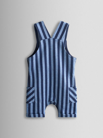 JoJo Maman Bébé Blue 2-Piece Stripe Dungarees & T-Shirt Set image 5