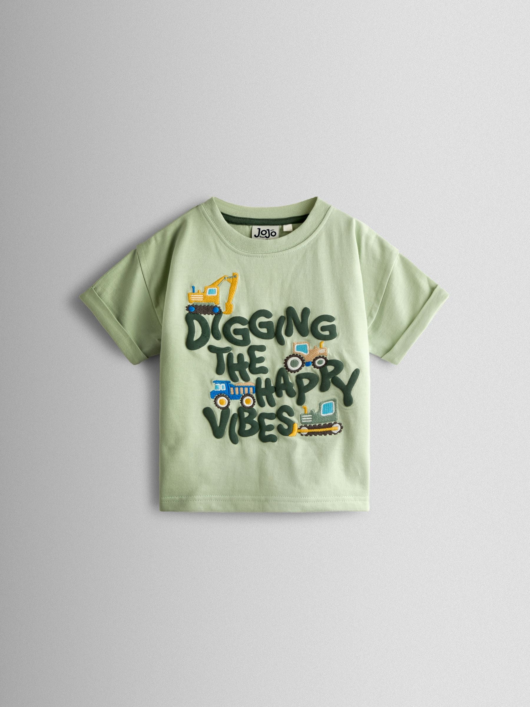 JoJo Maman Bébé Green Digger Graphic T-Shirt image 1
