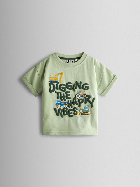 JoJo Maman Bébé Green Digger Graphic T-Shirt image 1
