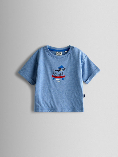 JoJo Maman Bébé Blue Dog Embroidered Top image 1
