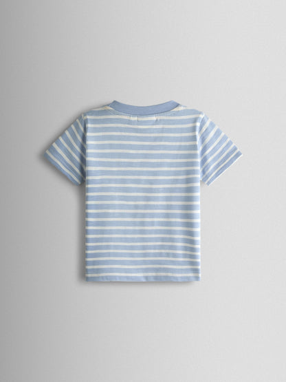 JoJo Maman Bébé Blue Monkey Character Appliqué T-Shirt image 2