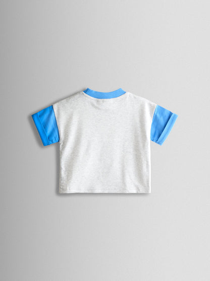 JoJo Maman Bébé Grey Happy Slogan Appliqué T-Shirt image 3