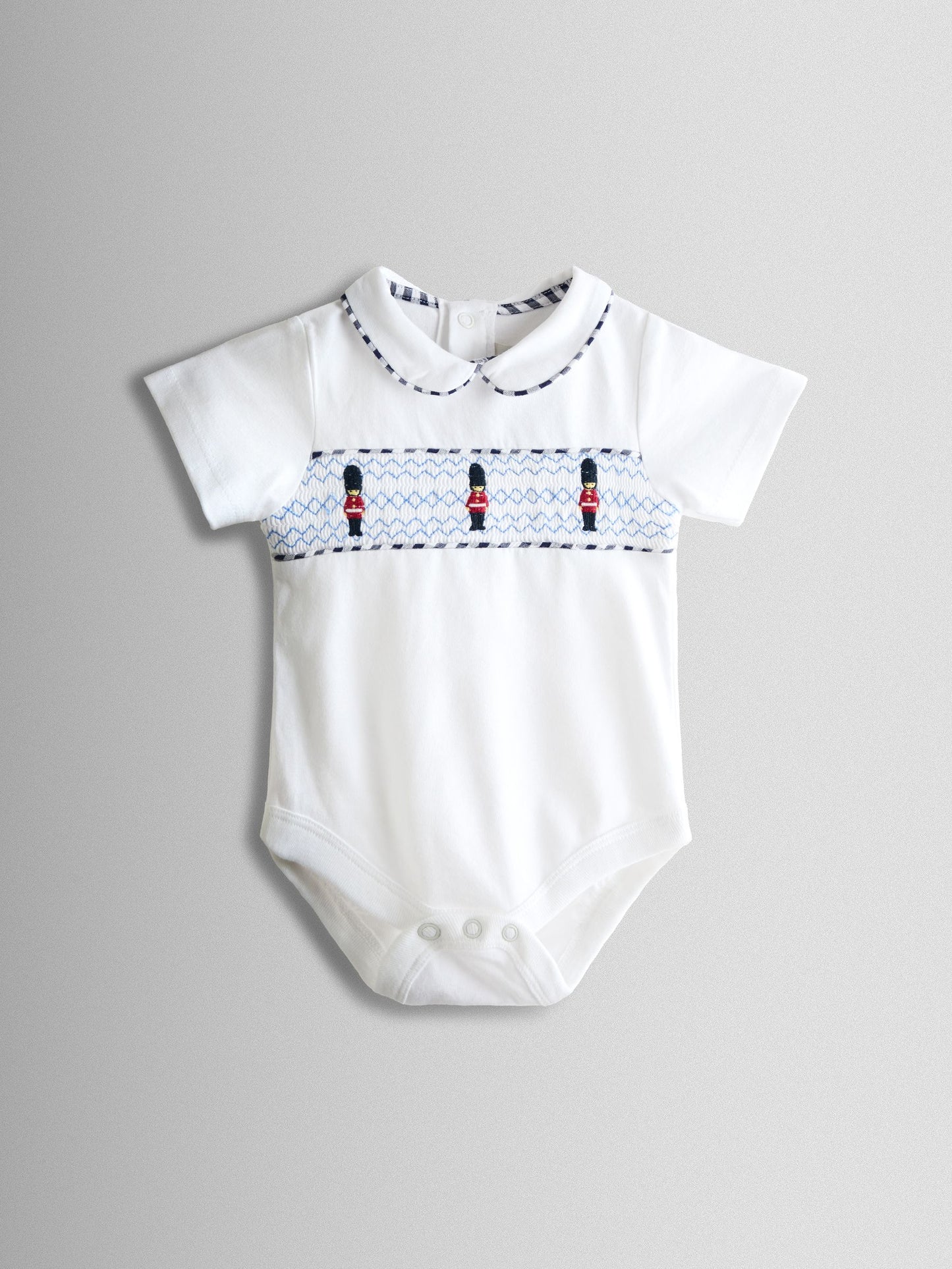 JoJo Maman Bébé Navy Guard 2-Piece Smocked Embroidered Body & Shorts Set image 2