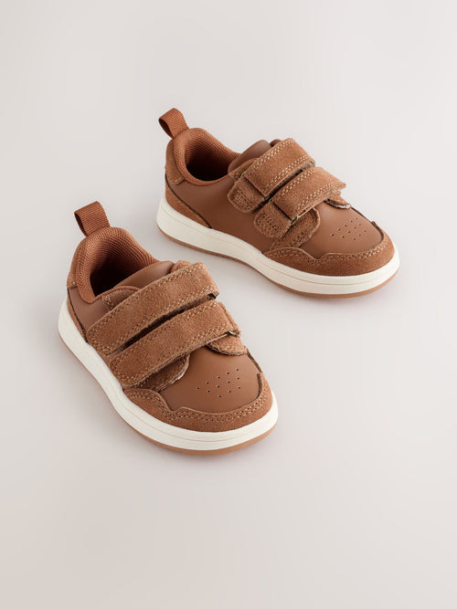 Tan Brown Standard Fit (F) Touch Fastening Leather First Walker Baby Shoes image 1