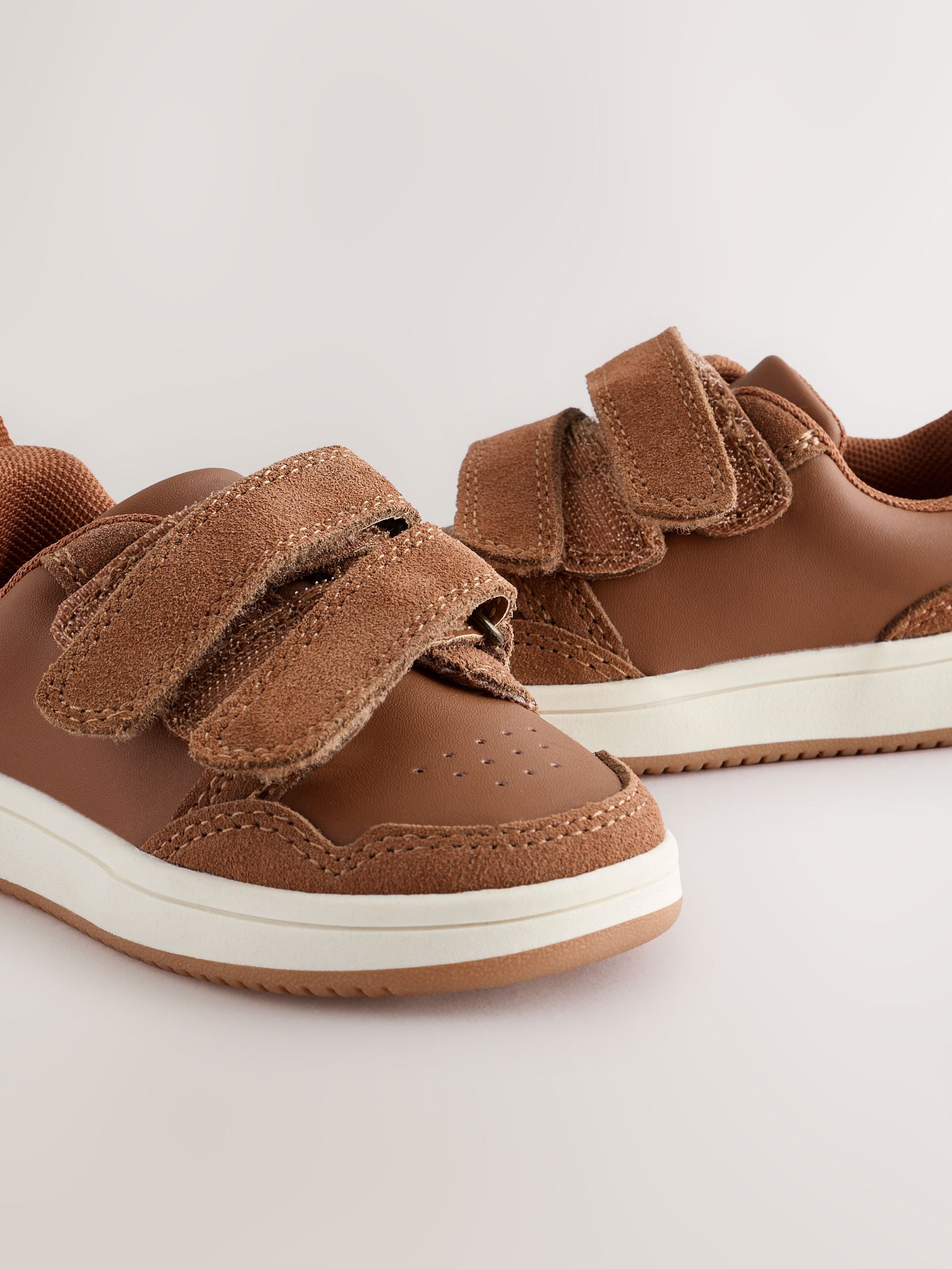 Tan Brown Standard Fit (F) Touch Fastening Leather First Walker Baby Shoes image 6
