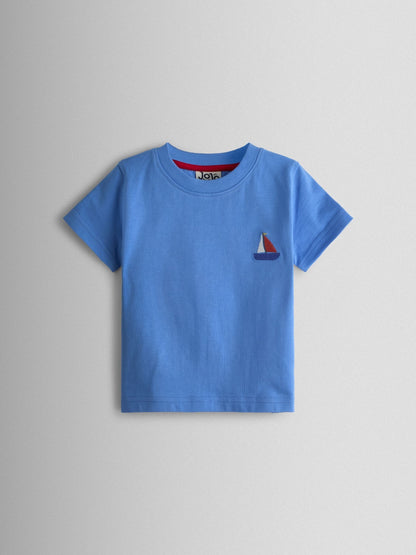 JoJo Maman Bébé Blue & White Boat 2-Pack Appliqué T-Shirts image 3