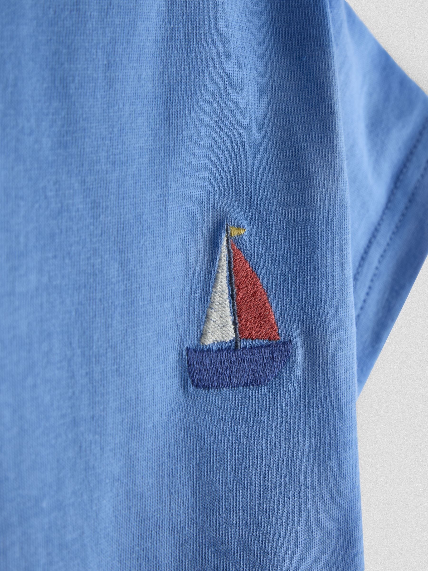 JoJo Maman Bébé Blue & White Boat 2-Pack Appliqué T-Shirts image 6