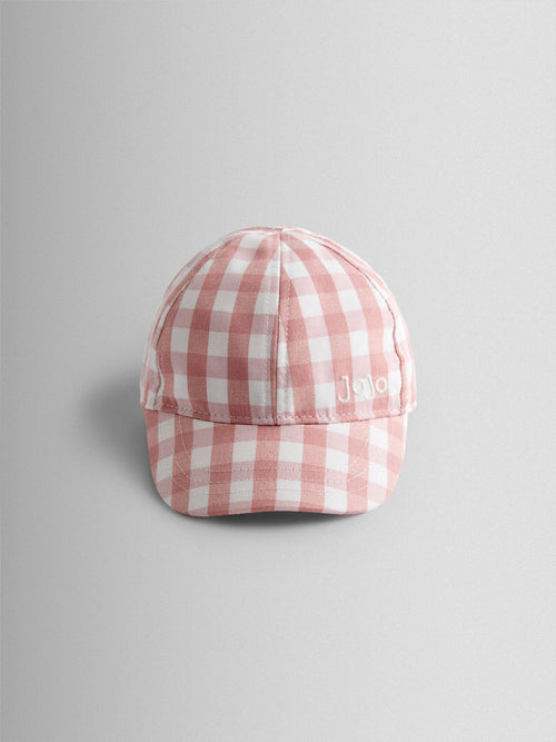 JoJo Maman Bébé Light Pink Gingham Cap With Bow image 1