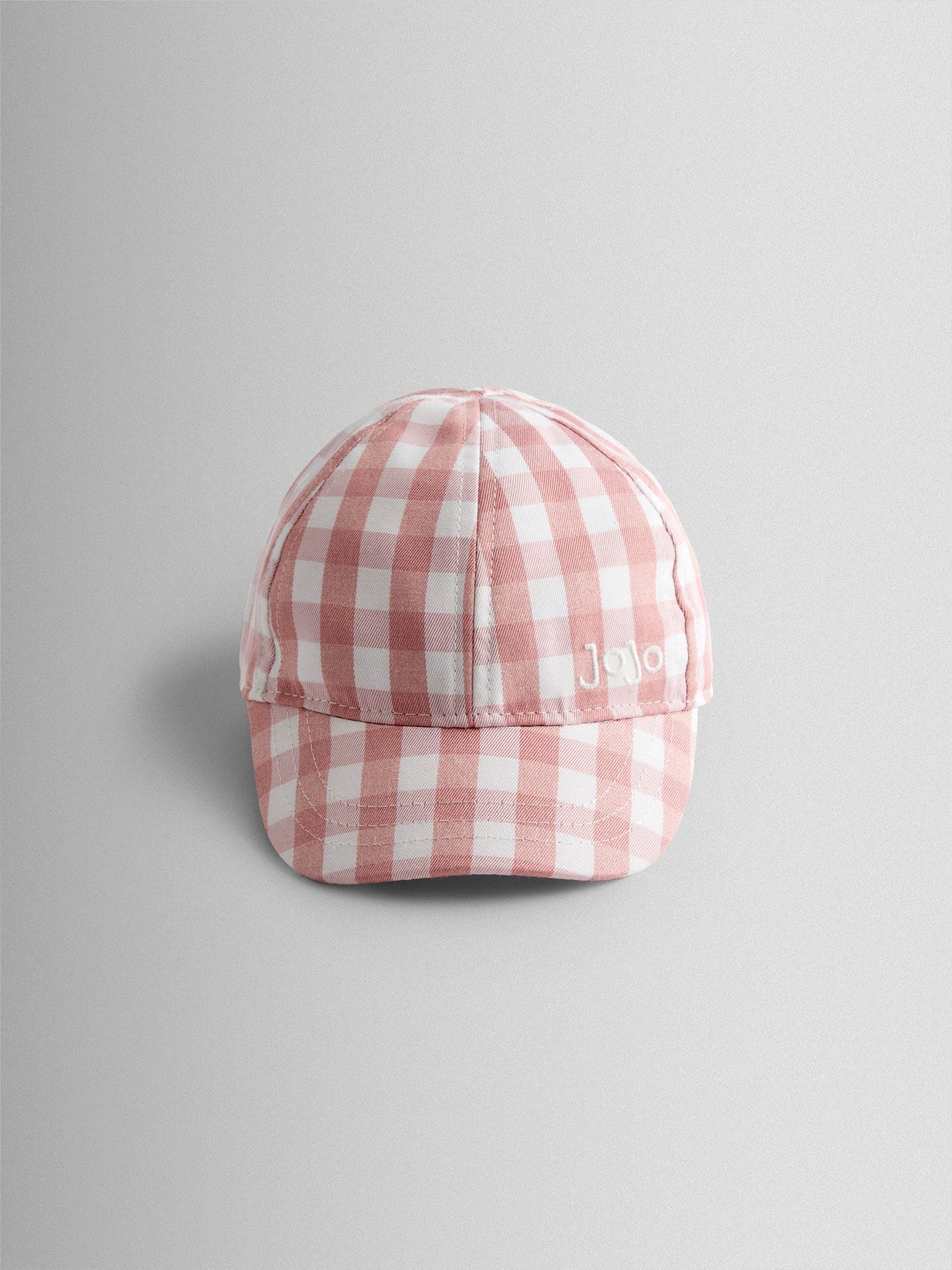JoJo Maman Bébé Light Pink Gingham Cap With Bow image 1