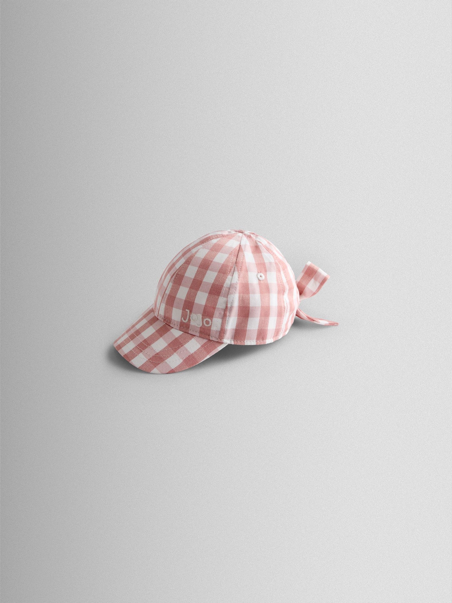 JoJo Maman Bébé Light Pink Gingham Cap With Bow image 2