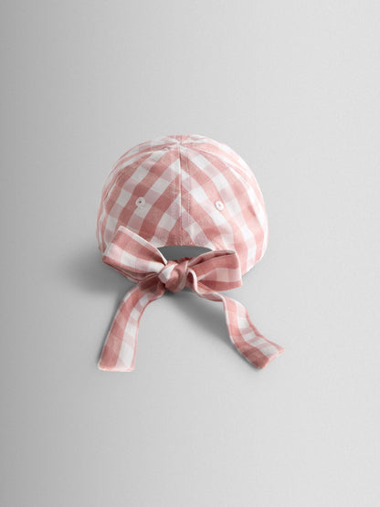 JoJo Maman Bébé Light Pink Gingham Cap With Bow image 3