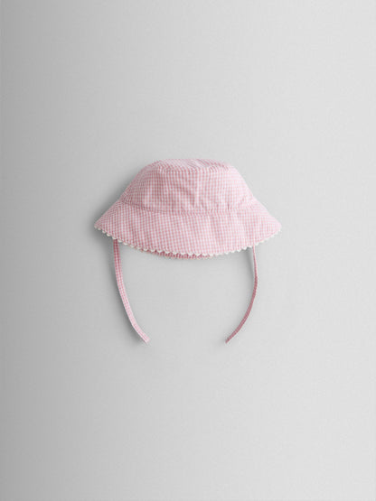 JoJo Maman Bébé Pink Gingham Floppy Sun Hat image 2