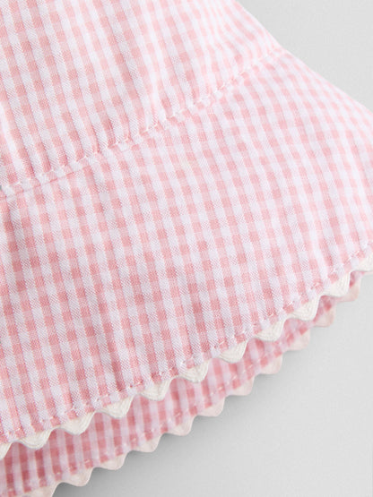 JoJo Maman Bébé Pink Gingham Floppy Sun Hat image 3