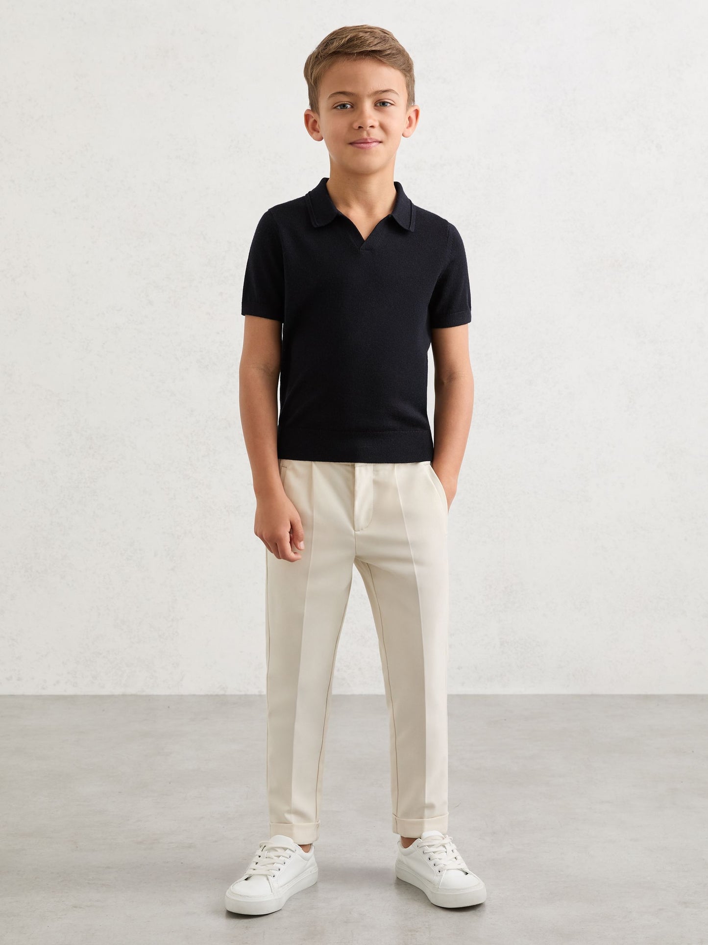 Dsiney Kidz - Reiss Navy Duchie 3-9 yrs Wool Open-Collar Polo Shirt image 1