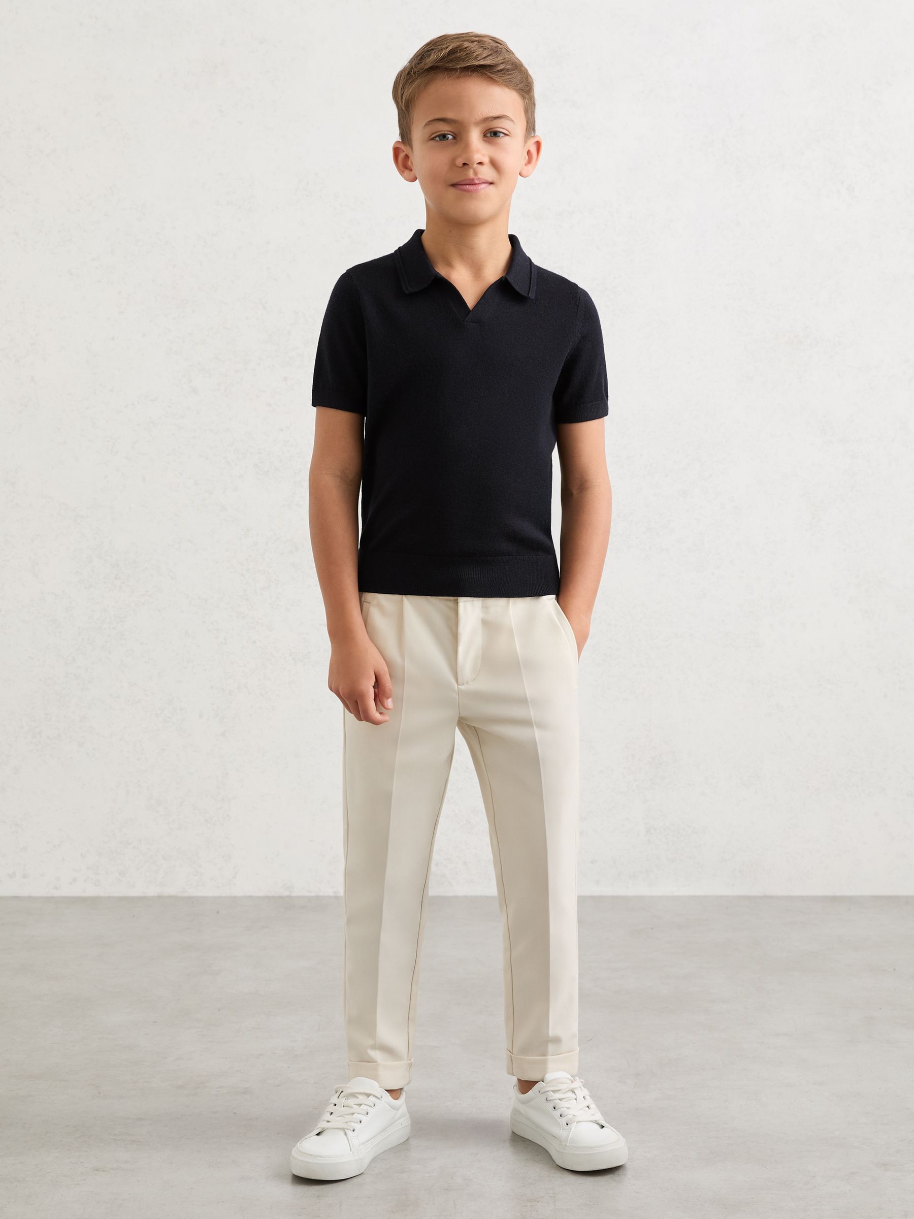 Dsiney Kidz - Reiss Navy Duchie 3-9 yrs Wool Open-Collar Polo Shirt image 1