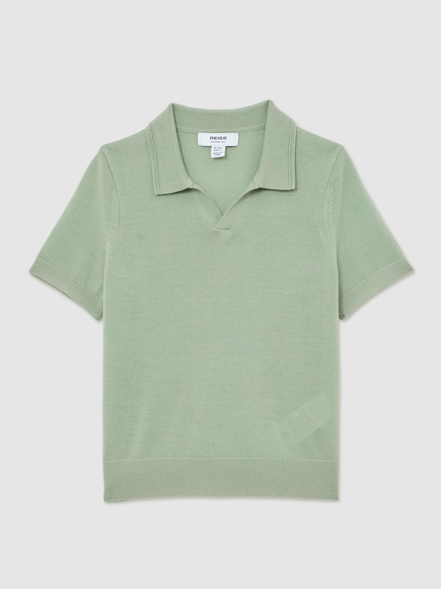 Dsiney Kidz - Reiss Light Sage Green Duchie 9-13 yrs Wool Open-Collar Polo Shirt image 2