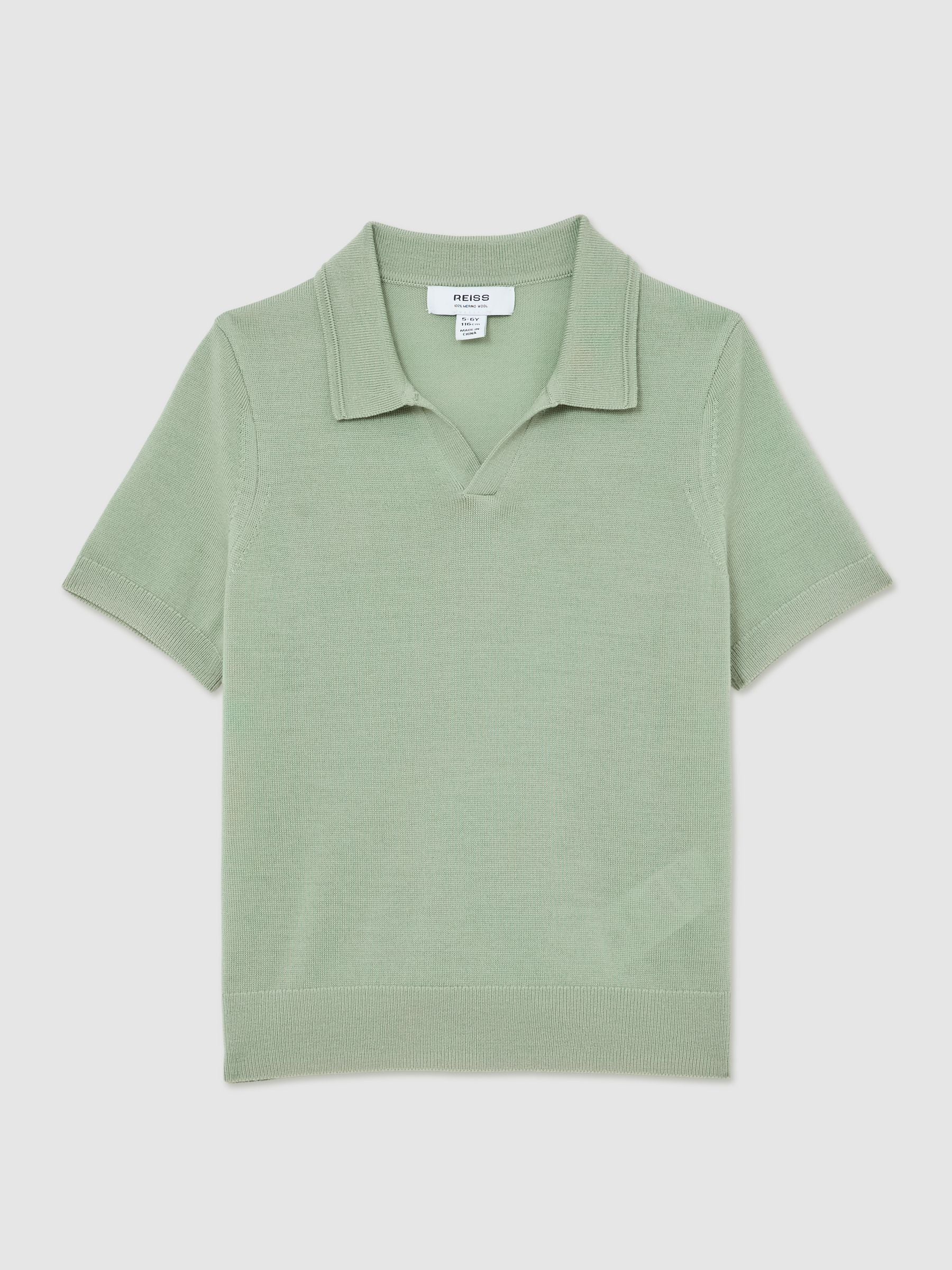 Dsiney Kidz - Reiss Light Sage Green Duchie 9-13 yrs Wool Open-Collar Polo Shirt image 2
