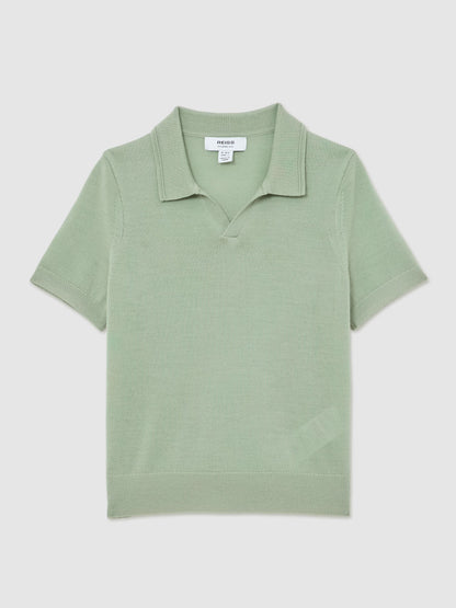 Dsiney Kidz - Reiss Light Sage Green Duchie 9-13 yrs Wool Open-Collar Polo Shirt image 2