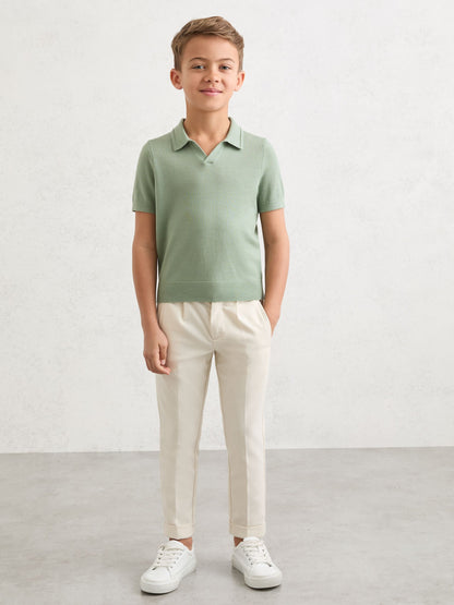 Dsiney Kidz - Reiss Light Sage Green Duchie 9-13 yrs Wool Open-Collar Polo Shirt image 3