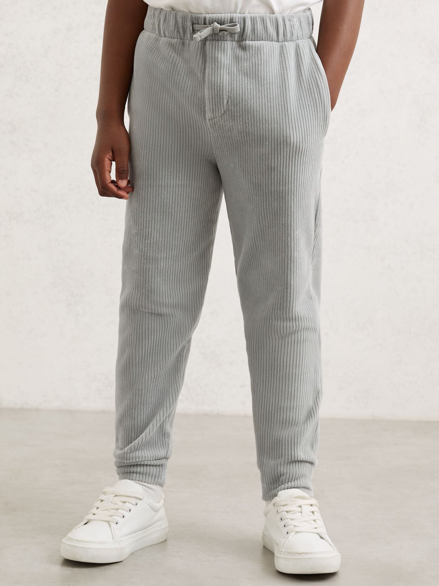 Reiss Soft Grey Caldera 3-9 yrs Corduroy Drawstring Joggers image 3