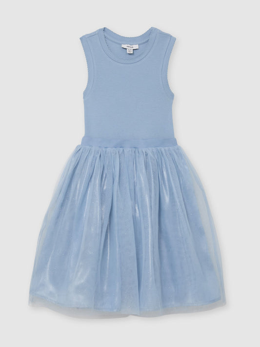 Reiss Blue Dahlia 9-13 yrs Jersey Tulle-Skirt Sleeveless Dress image 2
