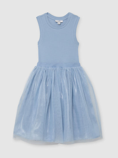 Reiss Blue Dahlia 9-13 yrs Jersey Tulle-Skirt Sleeveless Dress image 2