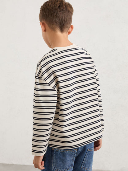 Reiss Navy/White Marley 3-9 yrs Cotton Stripe Long-Sleeve T-Shirt image 4