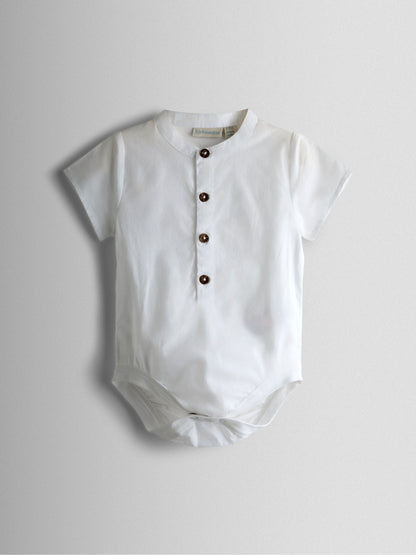 JoJo Maman Bébé Natural 2-Piece Grandad Shirt & Shorts Set image 5