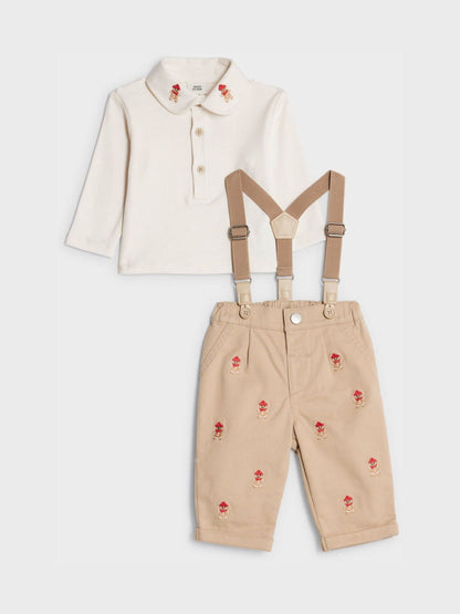 River Island Brown Baby Boys Gingerbread Dungaree Set