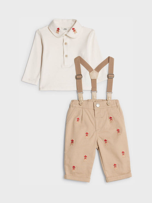 River Island Brown Baby Boys Gingerbread Dungaree Set