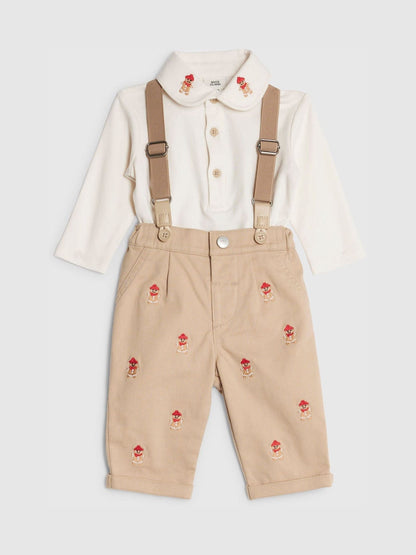 River Island Brown Baby Boys Gingerbread Dungaree Set
