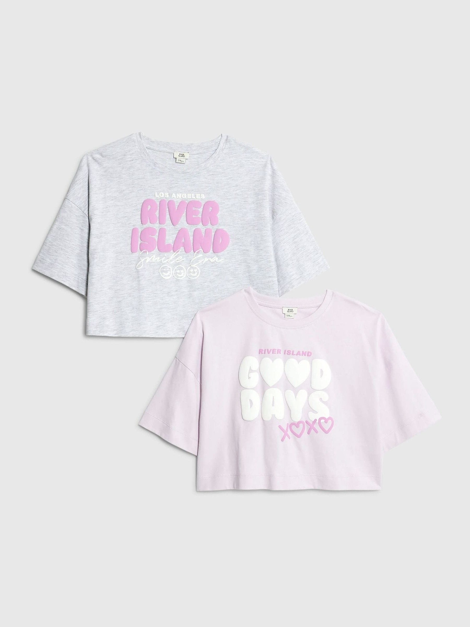 Dsiney Kidz - River Island Purple Bubble Font Crop 2 Pack T-Shirts image 1