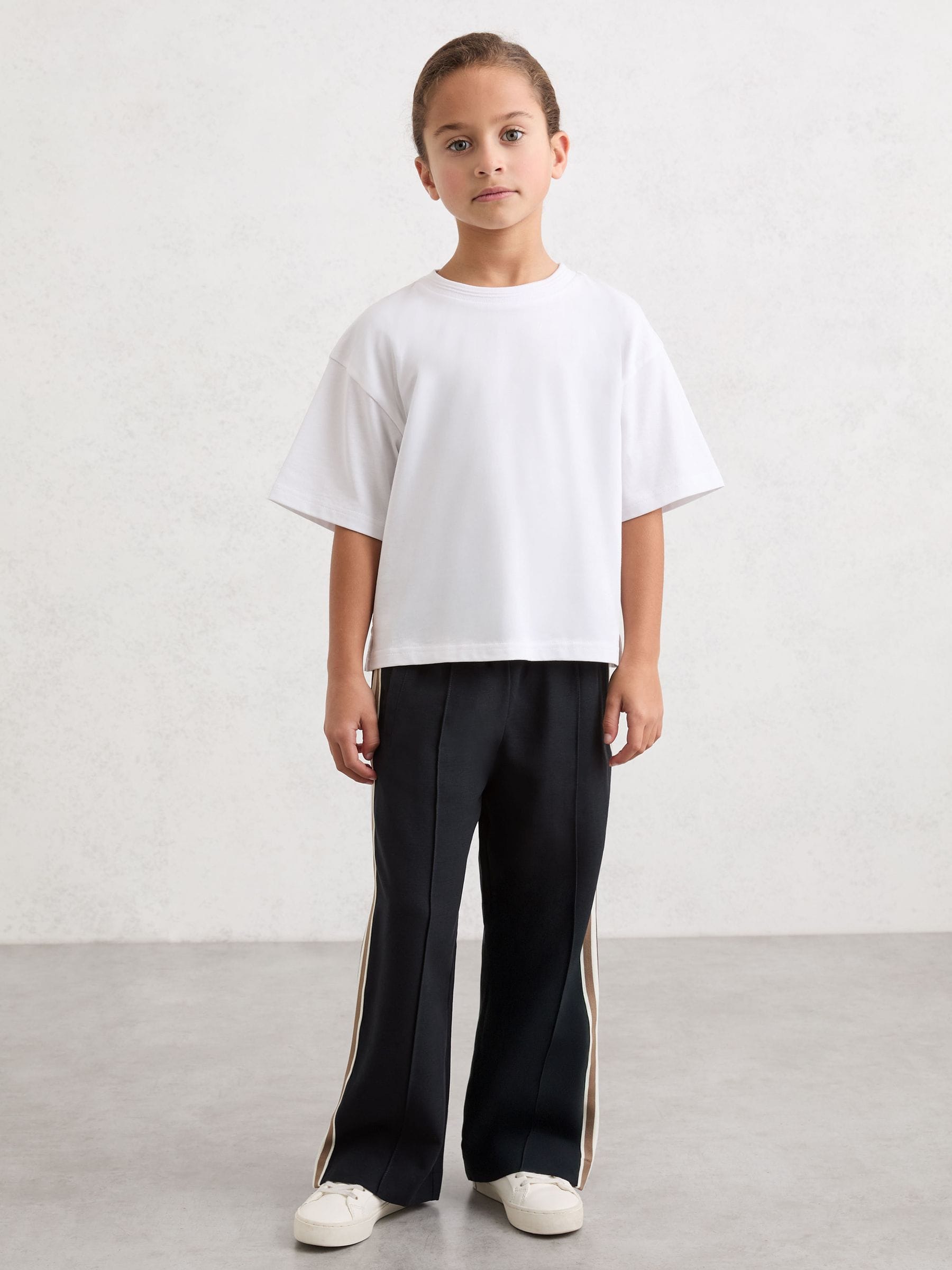 Reiss Navy Robyn 3-9 yrs Cotton Blend Side Stripe Trousers image 1